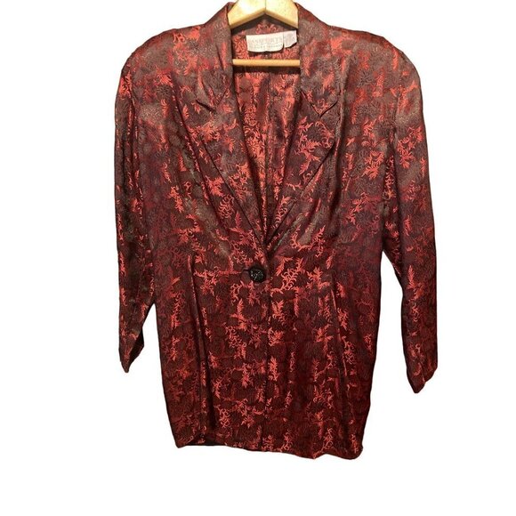 Women's Passports of Pier 1 Vintage Dressy Topper Jacket Red Brocade Small Sexy - Picture 1 of 7